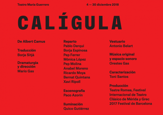 CALÍGULA , dirigida por Mario Gas, en el Teatro María Guerrero